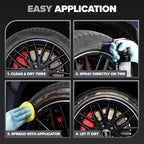 Carfidant Tire Shine Spray - Black Satin Finish - Premium Car Tire Dressing - 18 fl. Oz. Kit with Applicator Pad - Long Lasting - No Sling No Grease Formula with UV Protection