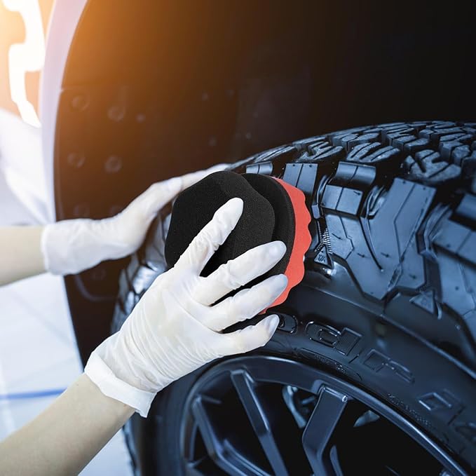 4 Pack Large Tire Shine Applicator Pad, Tire Hex Grip Applicator, Tire Shine Car Detailing Foam Sponge Tool, Reusable Car Cleaning Supplies After Car Wash Tire Cleaner for Applying Tire Shine