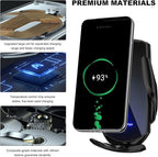 Wireless Car Charger, 15W Fast Charging Mount Electric Induction Car Phone Holder, Universal Auto-Clamping Magnetic Charger Air Vent Mount Bracket for Most Smartphones (Black)
