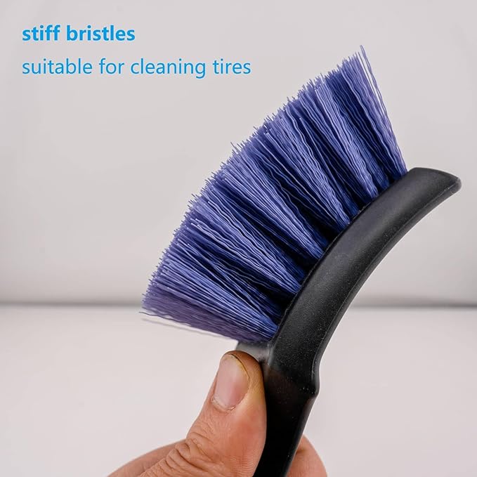 Wheel & Tire Brush Set for Car Rim Easy Dirt Removal Bristles with Comfortable Handle for Car Body Exterior Surface Carpet Truck SUV RV Motorcycle (Wheel Rim & Tire Brush Set)
