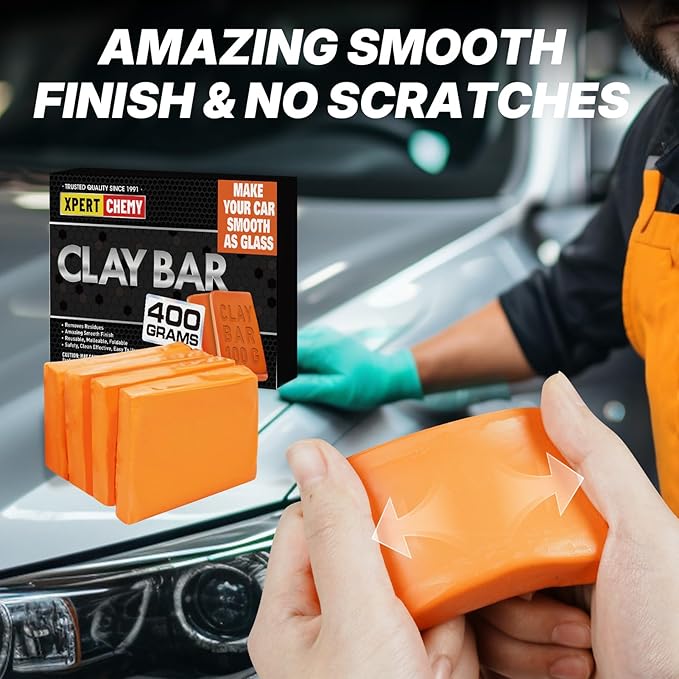 Car Clay Bar 4 Pack 400g(4x100g) and Ceramic Glass Coat Protectant, Long-Lasting and Durable Ceramic Coating, Auto Detailing Premium Grade No Scratch Magic Clay Bars Cleaner Kit