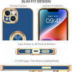 VENINGO iPhone 14 Case,Phone Cases for iPhone 14,Slim Fit Soft 360° Ring Holder Kickstand Magnetic Car Mount Supported Easy Clean Shockproof Protective Cover for Apple iPhone 14 6.1" 2022, Deep Blue