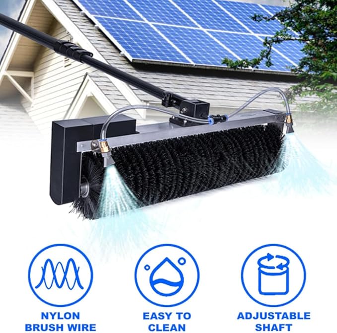 Electric Solar Panel Cleaning Tool with Roller Brush and Water Fed Pole for Efficient Photovoltaic Maintenance