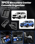 3PCS Center Console Organizer Set Accessories Compatible with Honda Pilot 2023–2026 & Honda Passport 2026 – Includes Dash Tray, Hidden Storage Box & Center Console Divider, Keep Your Cabin Neat