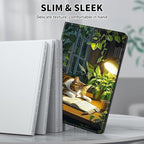 for Kindle Paperwhite Case,6.8" Kindle Paperwhite 11th Generation Case and Kindle Paperwhite Signature Edition,Leather Slim Adjustable Stand Cover with Auto Wake/Sleep,Cute Cat Plant