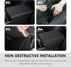 Stacool Upgraded Car Center Console Cover,Microfiber Leather Car Armrest Cover Cushion with 2 Storage Bags,Universal Car Armrest Storage Box (Black)