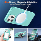 SUPFINE Magnetic for iPhone 13 Pro Case (Compatible with MagSafe) (Military Grade Drop Protection) Slim Translucent Matte Shockproof Phone Cover,Blue Green
