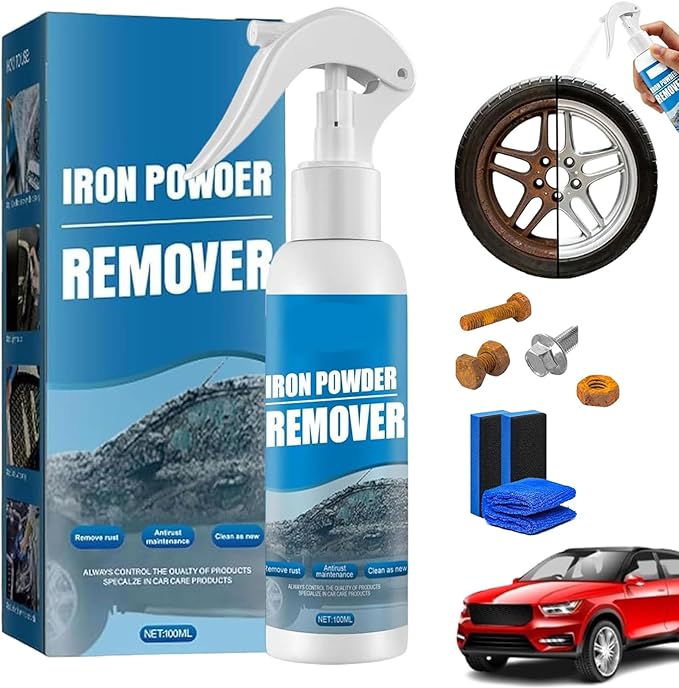Iron Power Remover, Multi-Functional Quick-Acting Rust Removal Spray, Portable & Effective Car Rust Remover, for Vehicles, Tools, Metal, Chains (100ML)