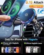 for MagSafe Car Mount Charger, [TEC & Fan Cooling] 15W Fast Charging Magnetic Wireless Car Charger, [3800gf Ultra Magnet] Magnetic Phone Holder for Your Car, 360° Vent Car Bracket for iPhone & Android