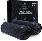 Crystal Clean Single-Sided Pack of 2 XL (28x36) Car Drying Towel – Korean Microfiber Towel with Double Twisted Loop, Professional Drying Towel for Car Detailing - Quick Dry, Paint Safe & Swirl-Free