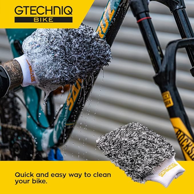 Gtechniq Bike Microfiber Wash Mitt | Ultra Low-Friction Glide, Inner Foam Core Holds High Volume of Wash Suds, Polyester Fibers Capture and Release Contaminants, Minimizes Swirls, Durable