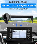 Magnetic Car Phone Mount for Toyota Camry 2021 2022 2023 2024 Accessories, for MagSafe Strong Magnets Cell Phone Holder 7-Inch Touch Screen Cradles, with Portable Phone Gripper 360° Rotation
