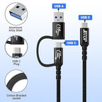 Long USB a to c Cable 20Gbps[10ft 2Pack],2-in-1 USB 3.1 CarPlay Cable Fast Charge & Data Transfer, Compatible with iPhone 16 15 Pro Max, Samsung, SSD