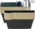 HARFINGTON 2pcs Car Seat Gap Filler Organizer 10.2 x 6.5 x 3.1 Inch ABS+Leather Universal Car Organizer Storage Box Between Seat and Console (Left+Right) with Cup Holders for Phone, Beige