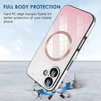 Guppy Compatible with iPhone 16 Plus Case Magnetic, with Full Camera Lens Protector [Compatible with MagSafe] Scratch Resistant Gradient Glass Back Cover Phone Case-Pink