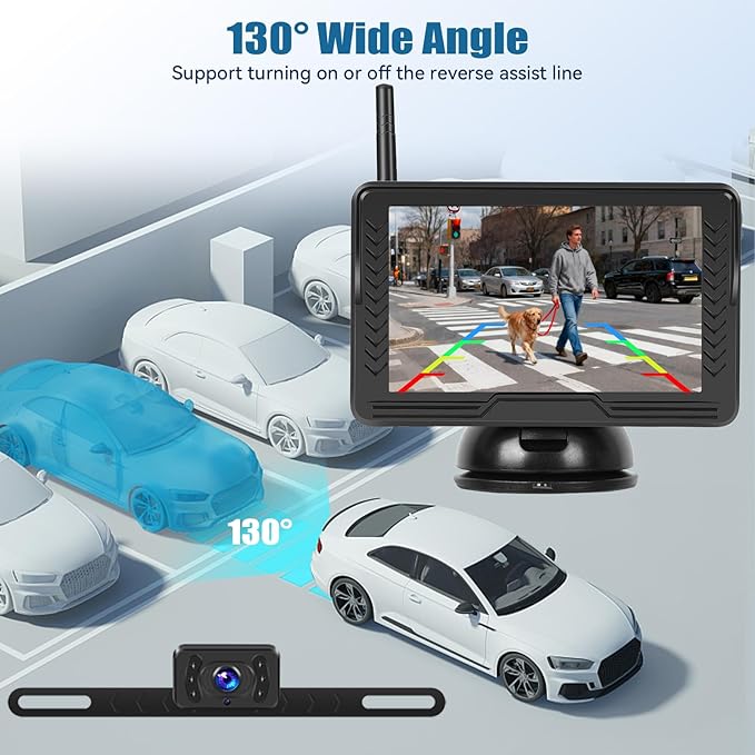 Wireless Backup Camera for Cars with 5 Inch Monitor Digital Signal Stable Reverse Camera Night Vision for Truck/Car/Pickup/SUV/ IP69 Waterproof