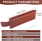 2 Pack Update Car Seat Gap Filler Organizer Leather Console Storage Box Front Side Pocket Seats Organizers Filler Interior Car Accessories for Phone Wallet Coin Key Sunglasses (Brown)