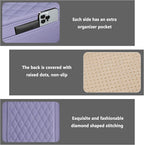 Stacool Upgraded Car Center Console Cover,Microfiber Leather Car Armrest Cover Cushion with 2 Storage Bags,Universal Car Armrest Storage Box (Purple)