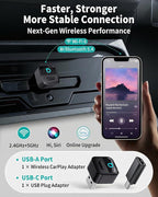OTTOCAST Mini Pico (2026 Version) Wireless 2-in-1 CarPlay & Android Auto Adapter, Plug & Play Dongle for iPhone & Android, Auto Connect, One-Tap Disconnect,Wi-Fi 6 & Bluetooth 5.4 for Low-Latency