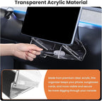 Under Screen Storage Box for Tesla Model Y Juniper 2025 26, Magnetic Hideable Center Console Organizer Tray for Tesla Model 3 Highland 2024 25, with Anti-Slip Silicone Pad, New Model Y 3 Accessories