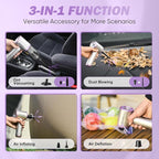 SakerPlus Mini Vacuum Cleaner, 3 in 1 Cordless Handheld Vacuum Cleaners, 18000Pa High Power Car Vacuum Cleaner with Brushless Motor,Adjustable Car Vaccum Portable for Cars,Desktop (Sliver and Purple)