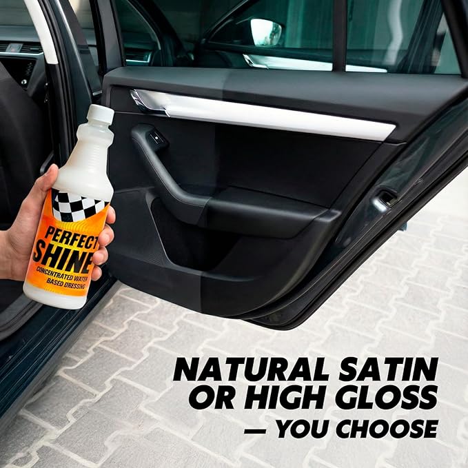 Tire Shine & Tire Dressing – Water Based Dressing for Tires, Vinyl, Rubber, Plastic & Leather – Briggs Perfect Shine, Concentrated & Dilutable Formula, Natural to High Gloss Finish – 34oz