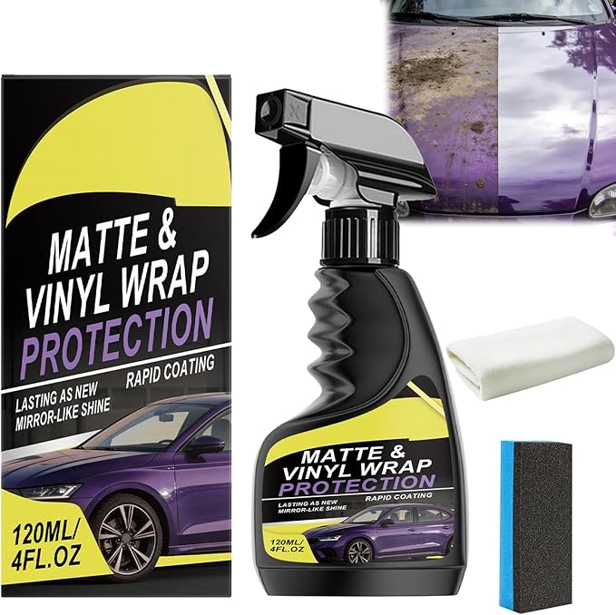 Matte & Vinyl Wrap Protection Spray, 2026 New Cars Vinyl Wrap Protectant Cleaner, Quick Drying Matte Paint Cleaner for Car, Matte Finish Detailer and Spray Sealant for Cars (1Set)