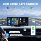 Wireless Apple Carplay Screen for Car,11.26" Portable Car Play & Android Auto Touch Screen, Upgraded Car Stereo with 4K Dash Cam,Backup Camera/Mirror Link/Voice Control/GPS/AUX/FM for All Vehicles