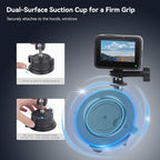 Camera Suction Cup Mount with Ball Head Magic Arm, Universal 360° Car Mount for Windshield, Dashboard, Vacuum Suction Cup Mount Compatible with Go pro (SJ007)