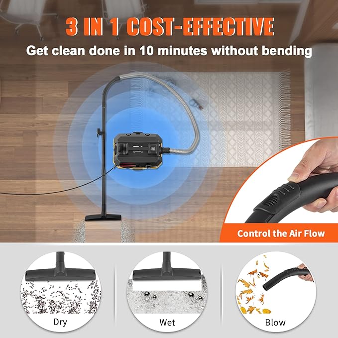 VEVOR Shop Vac Wet and Dry Vacuum Cleaner 4 Gallon 5 Peak HP - Powerful Suction with Blower Function & Attachments 3-in-1 Crevice Nozzle - Perfect for Car Carpet Debris Pet Hair Black/Yellow