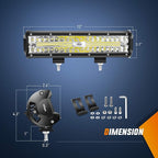 Nilight LED Light Bar Set, 12 Inch 300W Triple Row Spot Flood Combo Work Driving Lamp, 2 Pcs 4 inch 60 W with Wiring Harness for Off road ATV Boat Lighting, Year Warranty