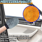 2PCS Coral Fleece Car Wash Mitts, No Scratch Microfiber Wash Mitt Car Cleaning Glove, Reusable Dusting Mitt with Elastic Wrist Cuff for Car Washing and Detailing (Palm Glove)