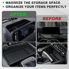 Muslogy Center Console Front Organizer & Dash Storage Box Insert Tray Behind Screen Compatible with Mazda CX5 CX-5 Accessories 2022-2025 Sunglasses Coin Holder(Console Front Tray&Dash Organizer)