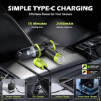 Handheld Car Vacuum Cleaner, 4-in-1 Cordless Rechargeable Mini Vacuum with Air Duster – Quickly Clean Crumbs, Pet Hair & Crevices in Car, Office, Home. Ideal for Commuters & Office Workers (Green)