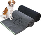 KinHwa Dog Towels Super Absorbent Microfiber Dog Drying Towel for Drying Dogs Soft Pet Bath Towels and Cats with Embroidered Paw Black and Grey 30inch x 50inch