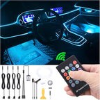Car Atmosphere Light Kit 4m Fiber Optic RGB Multicolor Sound Active Music Sync Memory Function RF Remote Controller USB Car Interior Ambient Lighting Kit DC 12V