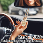 C Classy Hanging Car Air Freshener 2 Pack, Leathery Sandalwood Essential Oil Diffuser, Long-Lasting Fragrance, Cute Glass Bottle Car Accessories for Women & Men, Made in USA