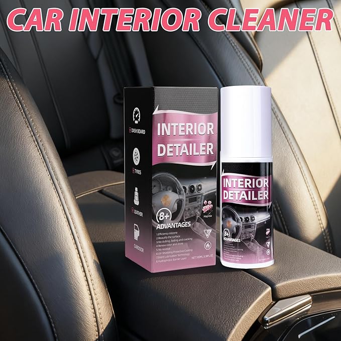 Car Interior Cleaner Spray,Polishing Cleaner-All Purpose Polishing Detailer for Dashboard, Leather, Plastic & Rubber-Advanced Plastic Clarify & Anti-Dust Formula for Auto Detailing(2 Pack)
