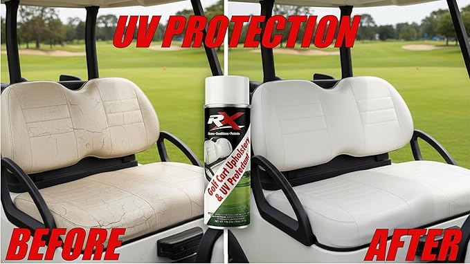 Hardline Products USA RX Upholstery Multi-Purpose Foaming Cleaner – Professional Grade Golf Cart Seat Cleaner & Vinyl Restorer – Removes Sunscreen, Mud, & Tree Sap from EZ-GO, Club Car, All Golf Carts