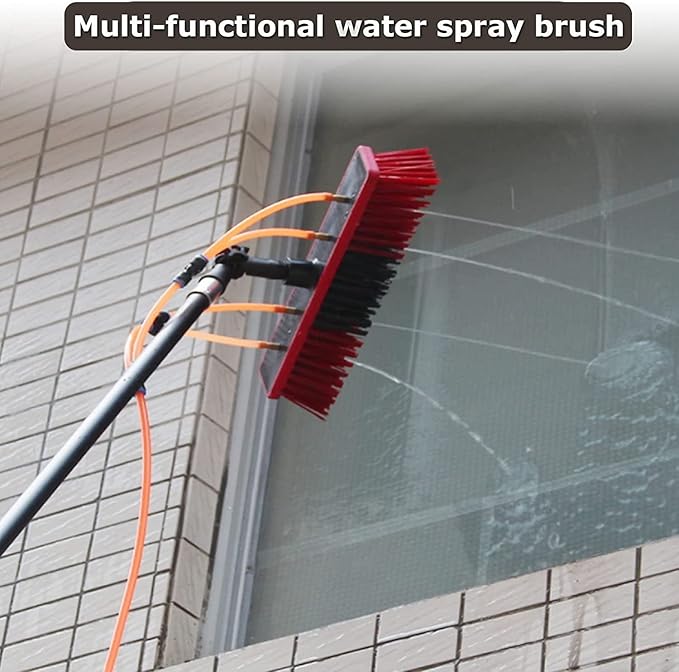 Water Fed Pole Kit - Telescopic Window Cleaning Brush Set for Outdoor Use Ideal for Washing Windows Solar Panels and Vehicle Detailing Extendable Reach for Effortless Cleaning