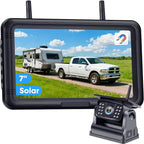 Wireless Solar Backup Camera for Trailer: Long-Range Signal Magnetic Backup Camera for Travel Trailer 7-Inch DVR Monitor 1080P HD Night Vision by Rohent - A70