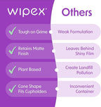 Wipex Auto Interior Car Cleaning Wipes - Plant Based Car Wipes - Lavender Essence, Safe for Vinyl, Rubber, Plastic, Leather, Chrome, Non-Greasy Matte Finish, UV Protectant, 40Ct Car Detailing Supplies