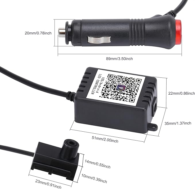 6 m Optic Fiber Car Ambient Lighting Kit Bluetooth App Control + RF Remote Control 64 Colors Multicoloured Music Interior Lighting Kit 12V 1W