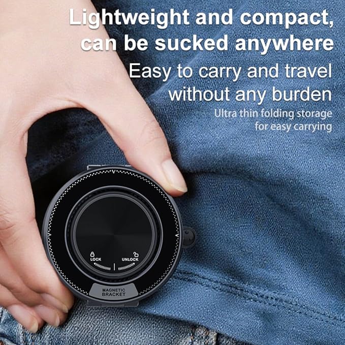 360 Adjustable Vacuum Magnetic Phone Holder [ 96+LBS Suction & 2800gf Magnetic ], Foldable Portable Suction Cup Magnetic Car Phone Holder, Car Phone Mount for iPhone 17/16/15/14/13/12 Series