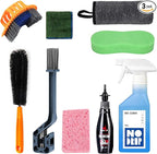 Pro: Conquer Grime! Motorcycle Chain Clean & Lube Kit - 350ml Powerful Degreaser, 120ml Smooth Wet Lube, Brushes, Scrubber, Towel Complete Tools Set