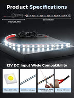 LED Strip Lights 12V Cuttable IP68 Waterproof 12 Inch Interior Exterior Underbody Light for Car SUV Truck Motorcycle Boat Golf Cart 18 SMD 5050 White 4 Pack