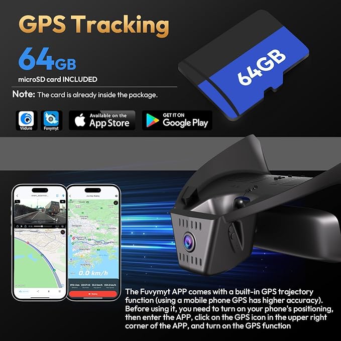 4K Dash Cam for Ford Bronco 2021 2022 2023 2024(Not Fit Ford Bronco Sport), Easy Install,WiFi & App,Loop Recording,G-Sensor,64GB Card