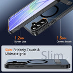 OWKEY for Samsung Galaxy A37 5G Case with Stand, Magnetic Shockproof Case Fit for Magsafe Translucent Matte Cover for Samsung A37, Black