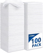 AIDEA Microfiber Cleaning Cloth White-100PK, Absorbent Cleaning Rags, Commercial Shop Rags Lint-Free, Scratch-Free, White Microfiber Towels for Cars, Kitchen Towels White 12in x 12in