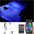 RGB Car Footwell Ambient Lighting Kit Car Charger + USB 16.7 Millions Colors Sound Active Music Sync APP Control + RF Remote Controller Car Interior Multicolored Footwell Atmosphere Light 12V